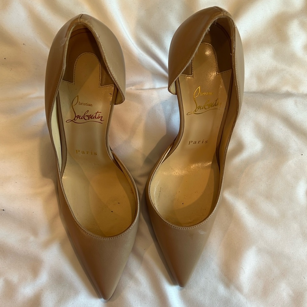 Christian Louboutin Taupe Pointed-Toe Izira Pumps
